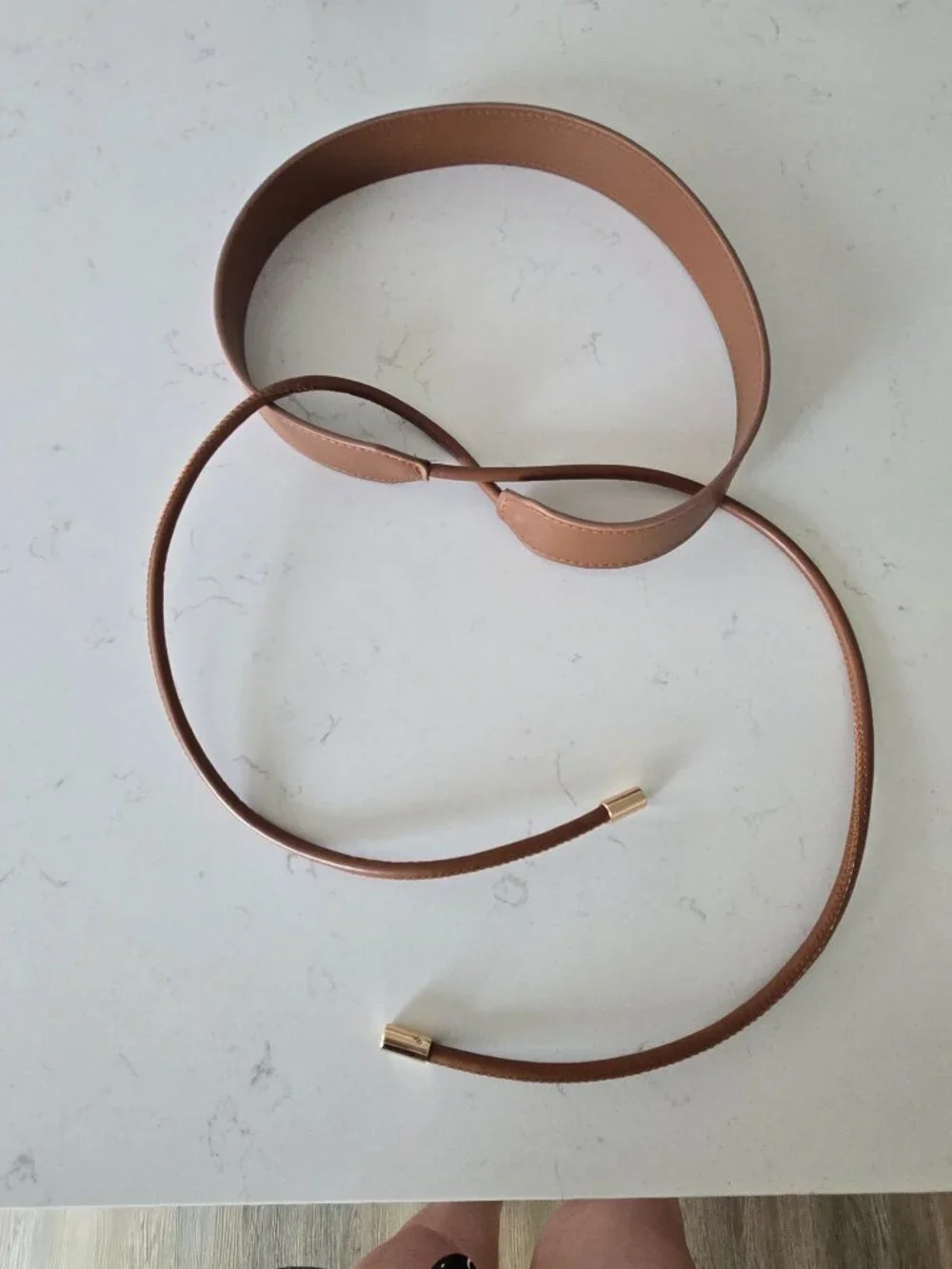 Faux leather tie belt